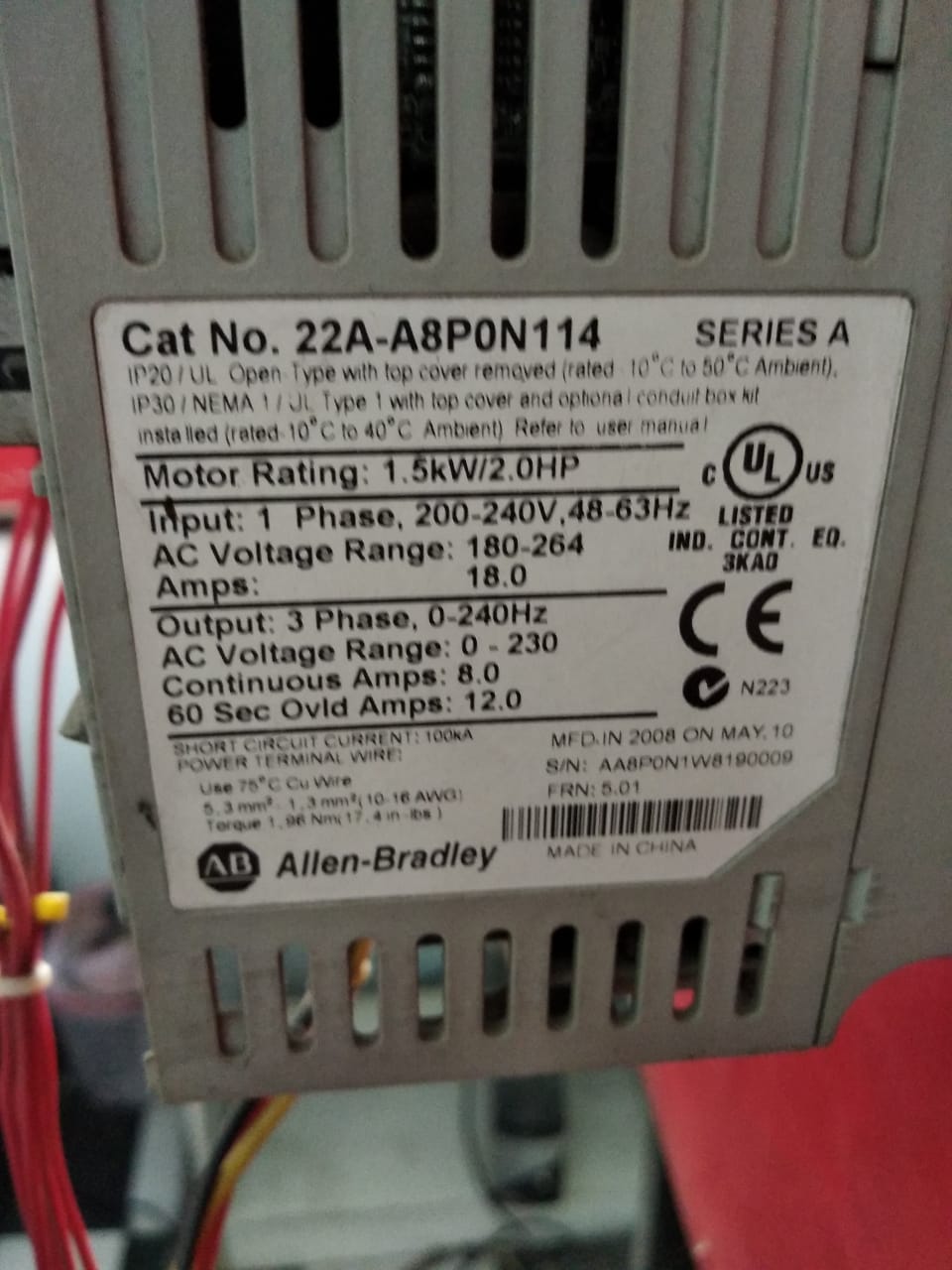 VFD & Accessories_Allen Bradley_22A-A8PN114