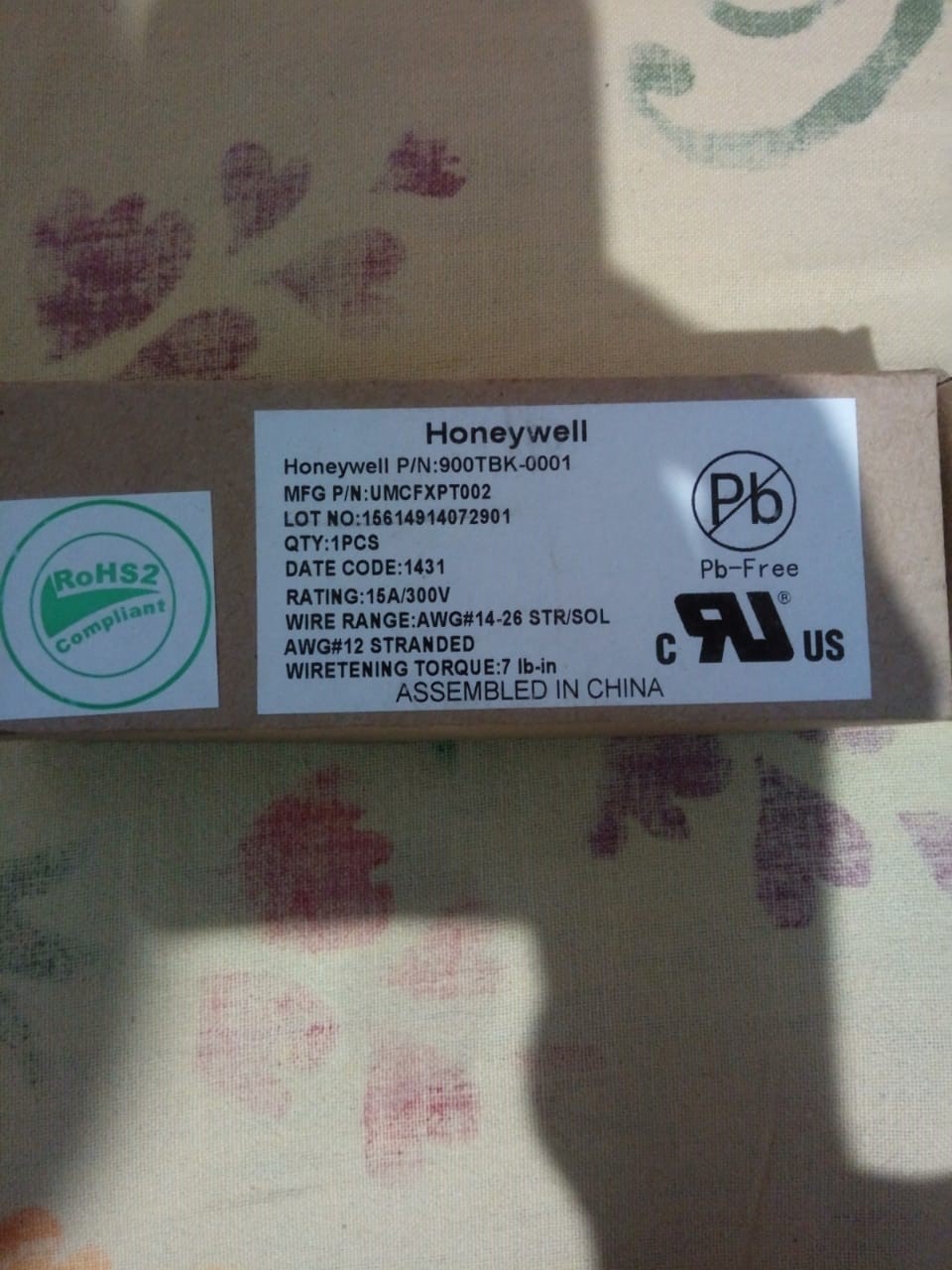 Electrical Parts_Honeywell_900TBK-0001