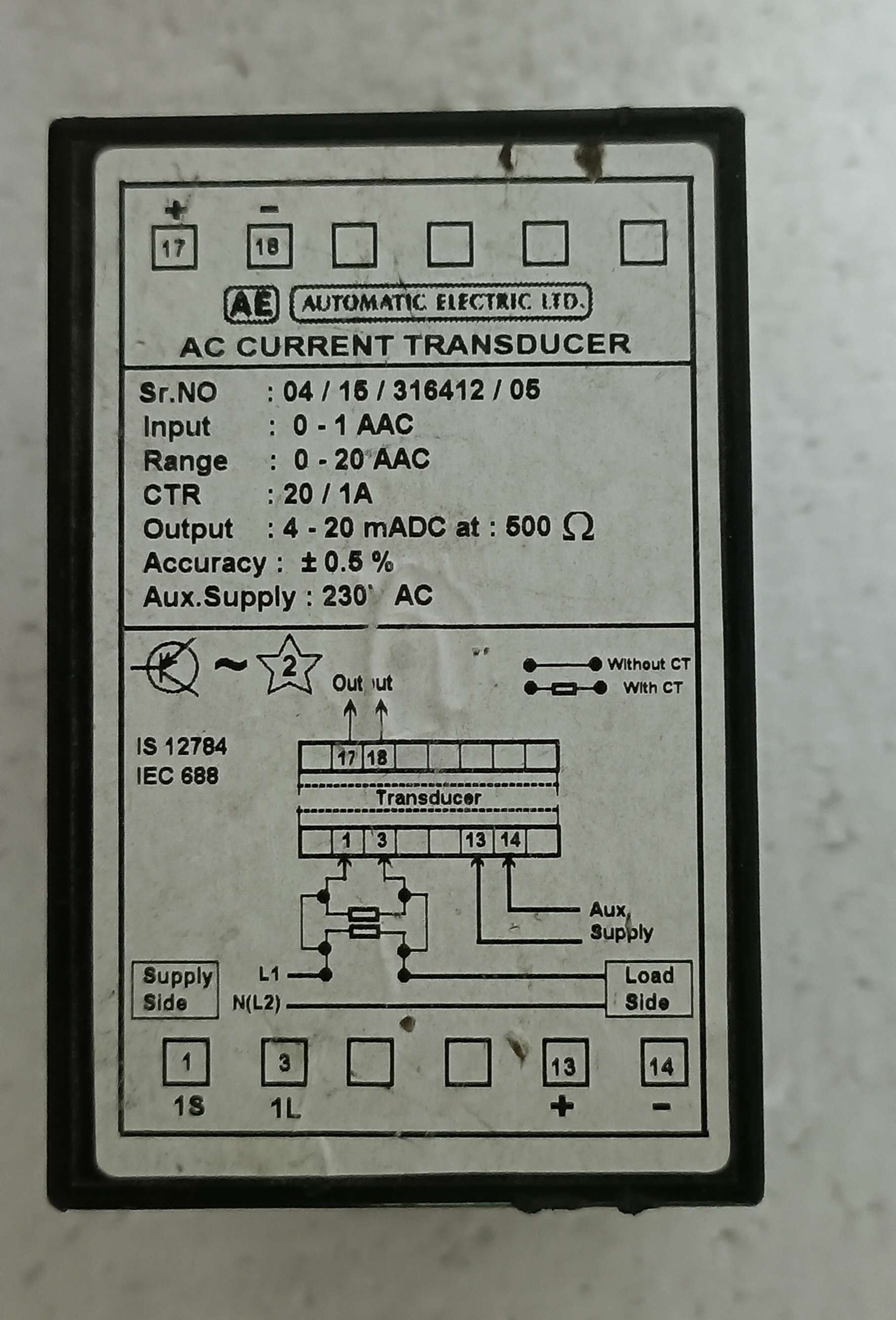 Electrical Parts_AUTOMATIC ELECTRIC LTD_04/15/316412/05
